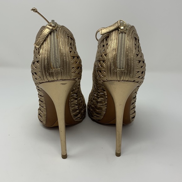 Gold Tabitha Simmons open toe zipper back heels - Picture 4 of 7